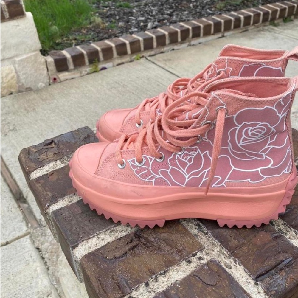 Converse Pink Floral High-Top Sneakers